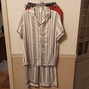 Hello Mello Satin Pajama Set w/Daydream Leopard Print Shorts Sz XL/XXL